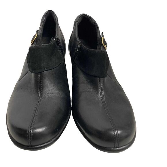 CLARKS Bendables Leather  Black Shoes Ankle Booties Size 8M - Picture 1 of 8